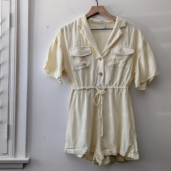 NWOT Princess Polly Linen-blend button up Romper - Picture 1 of 4